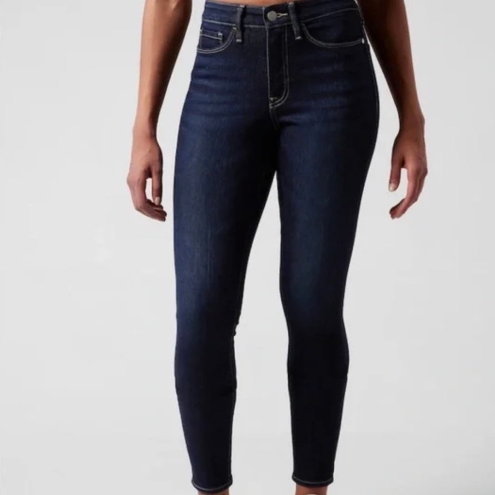Athleta Sculptek Skinny Jeans Midnight Blue Denim Jeans Womens Size 10P Athletic